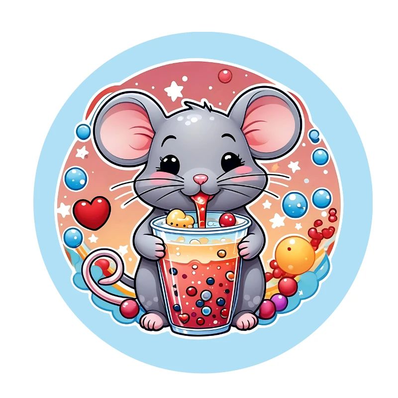 Little Cute Mouse with Refreshment and Straw