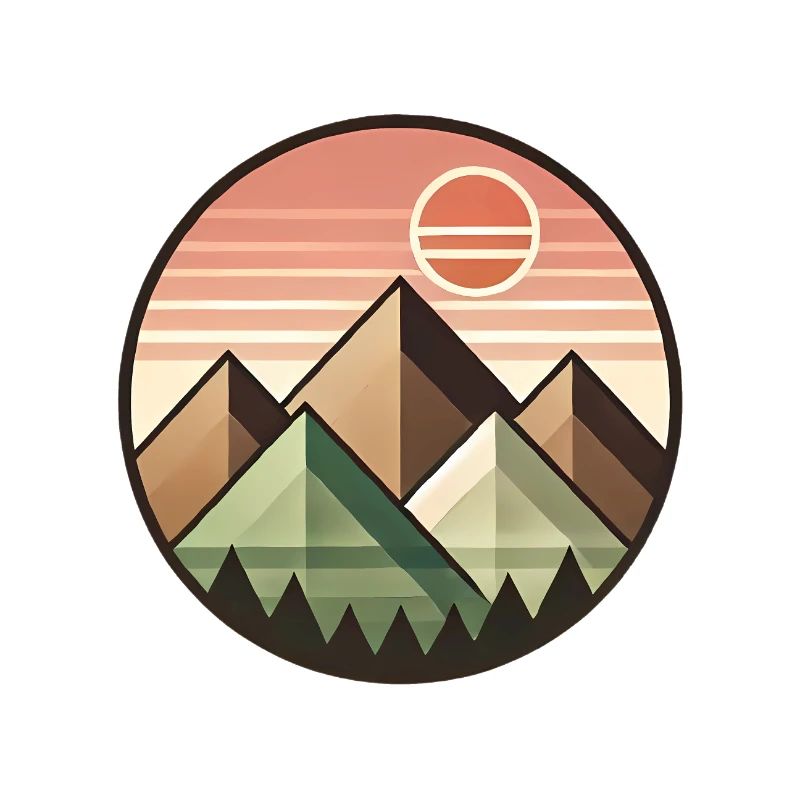 Geometric Sunset Mountain Landscape