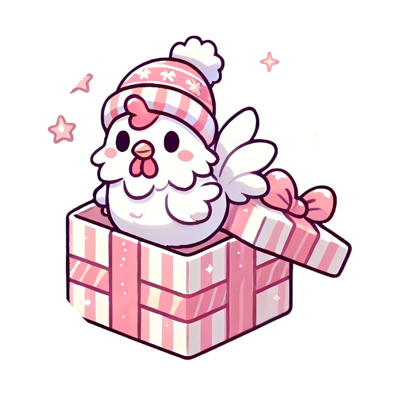 Merry Rooster in Winter Hat Gift Box