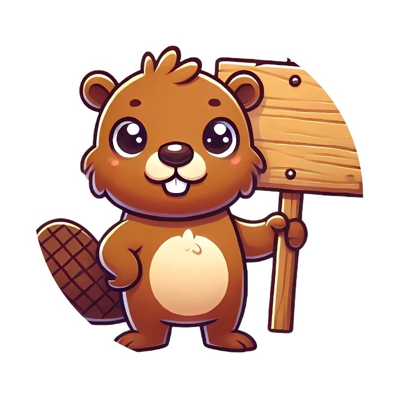 Adorable castor avec conception de panneau vierge