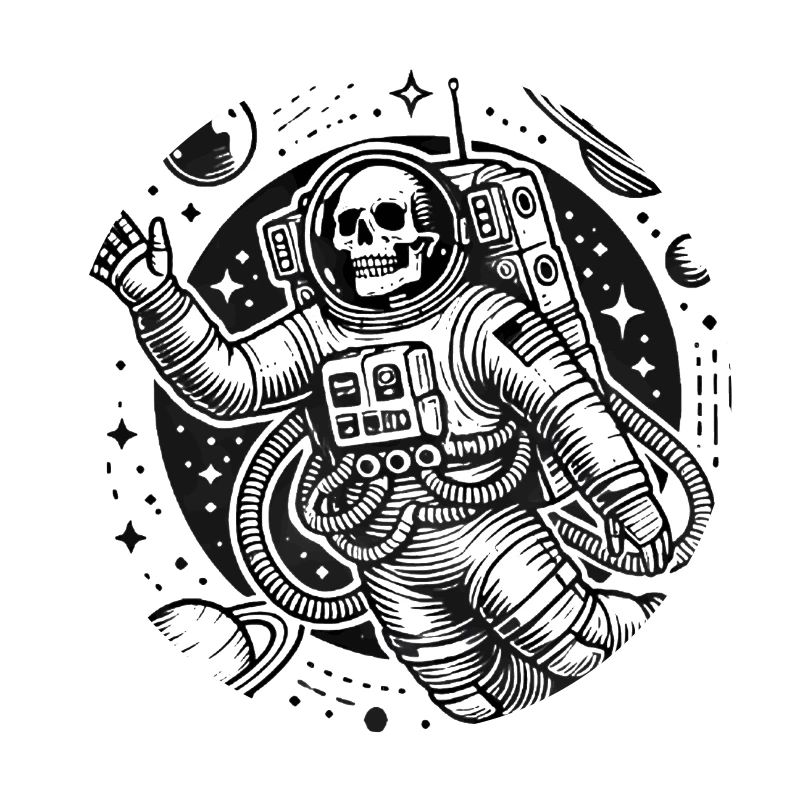 Skeleton Astronaut Floating in Space