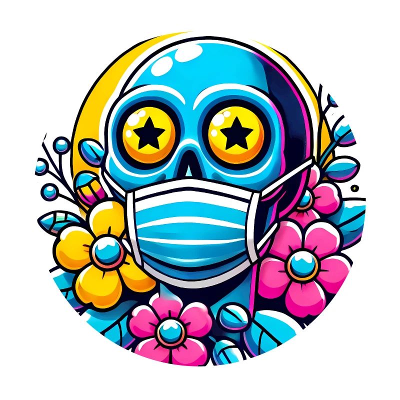 Dead Inside Skull with Rainbow Flowers