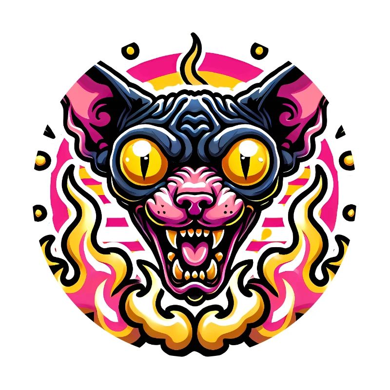 Fierce Sphynx Cat Valentine Flames
