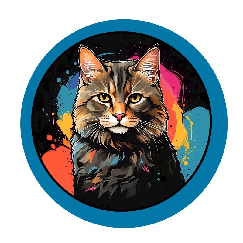 Portrait de chat mignon en technique d'aquarelle dans un cercle