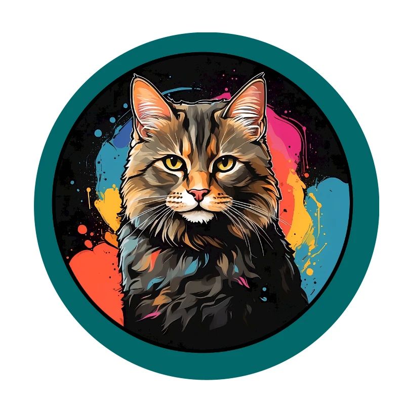 Portrait de chat mignon en technique d'aquarelle dans un cercle