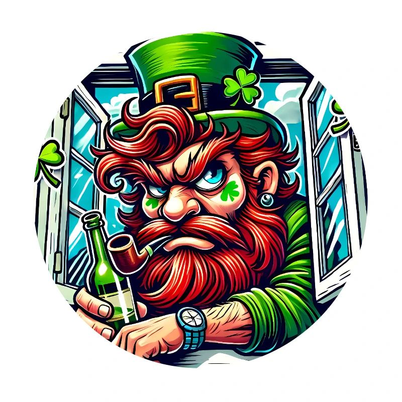 Grumpy Leprechaun St Patricks Window