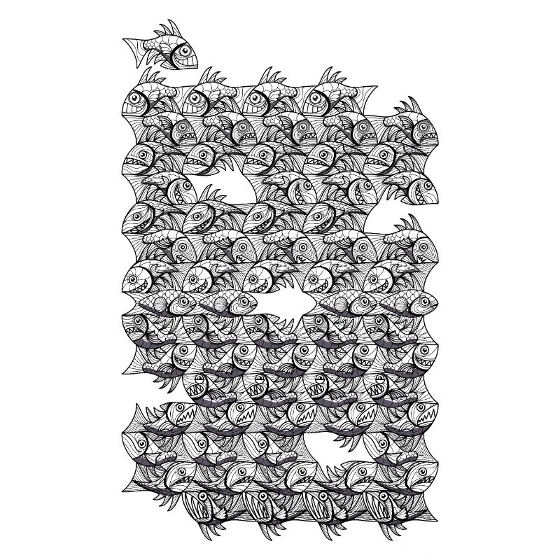 Repeated monochrome fish