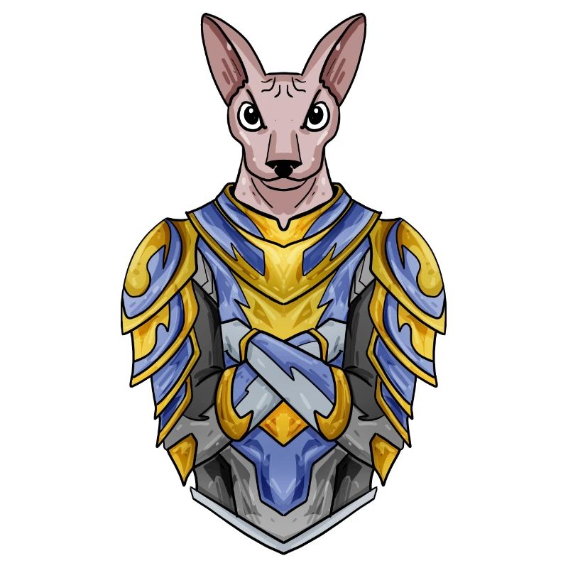 Chevalier Chat Chat Race Sphynx avec Armure