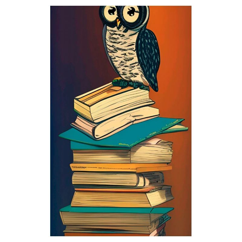 Comic Cartoon Süße Büchereule Eule Bücherstapel