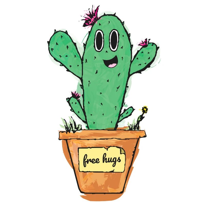 Cactus mignon avec pot et bouclier - câlins gratuits