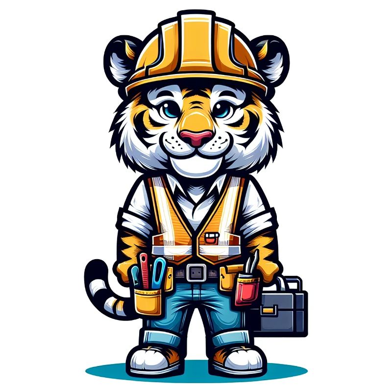Cute Tiger Construction Worker