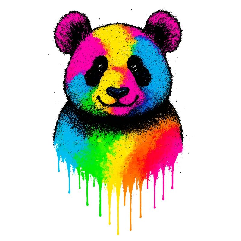 Rainbow Panda Dripping Art