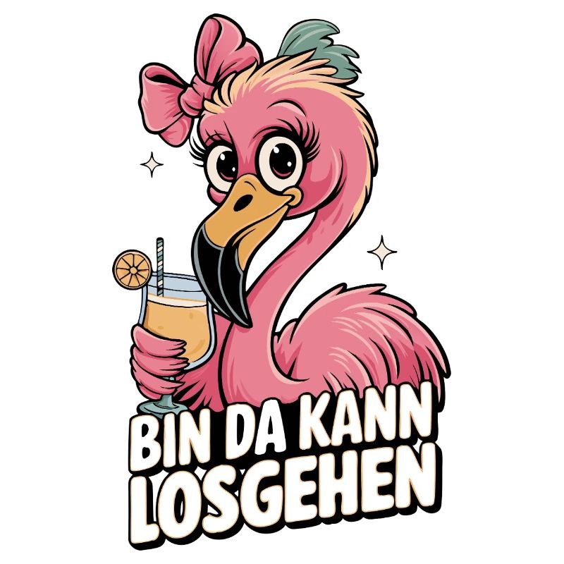 Flamingo Slogan Motif Bin da can start