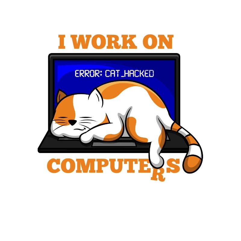 Cat and Computer hacking programmer gift