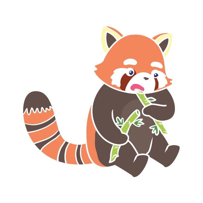A red panda eats bamboo.