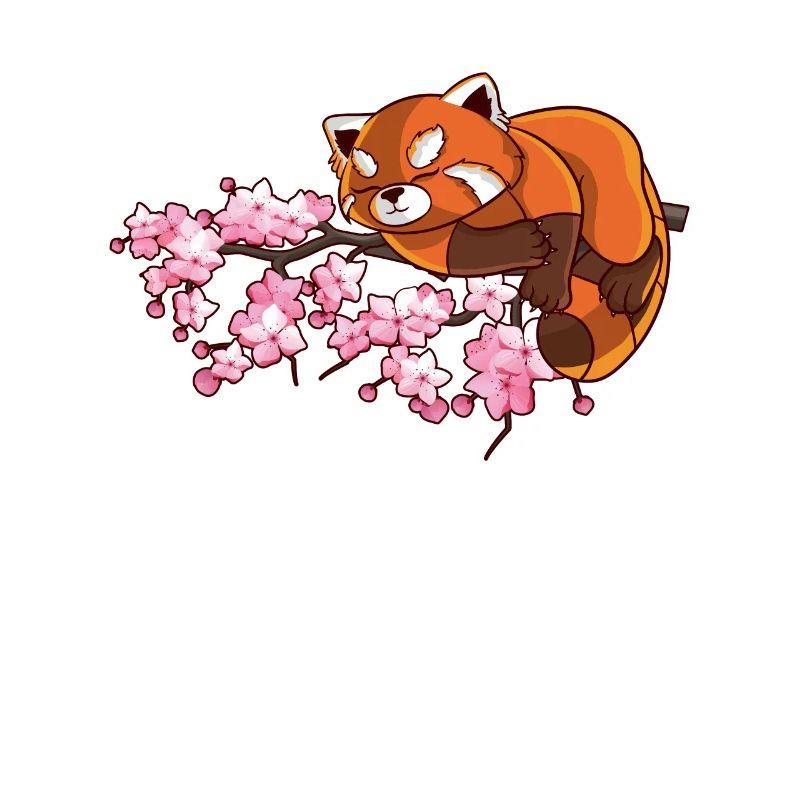 Cute Japanese Red Panda Cherry Blossom Tree