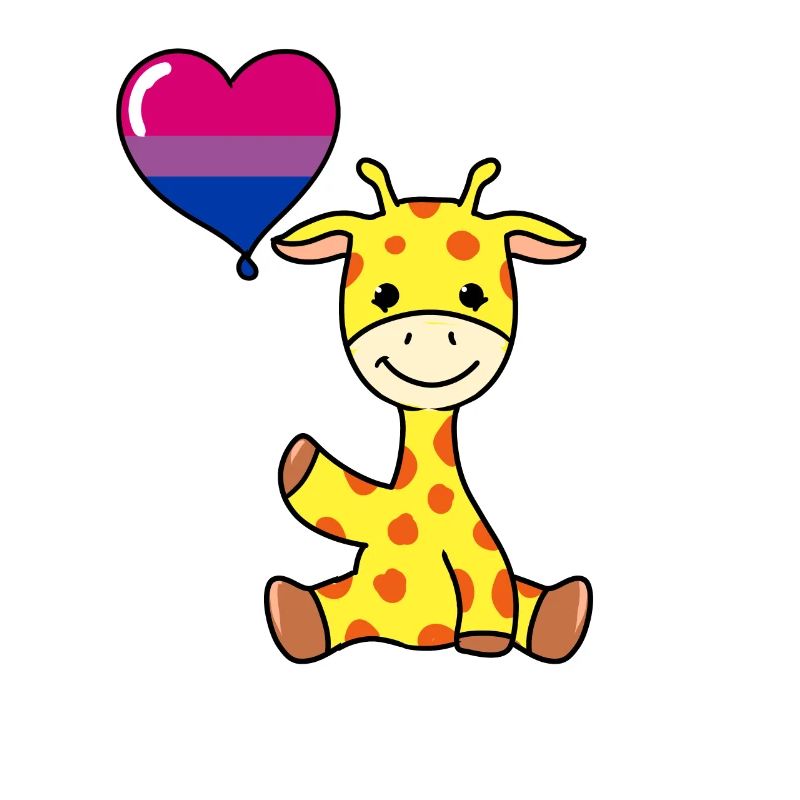 Giraffe mit Bisexual Pride Luftballon