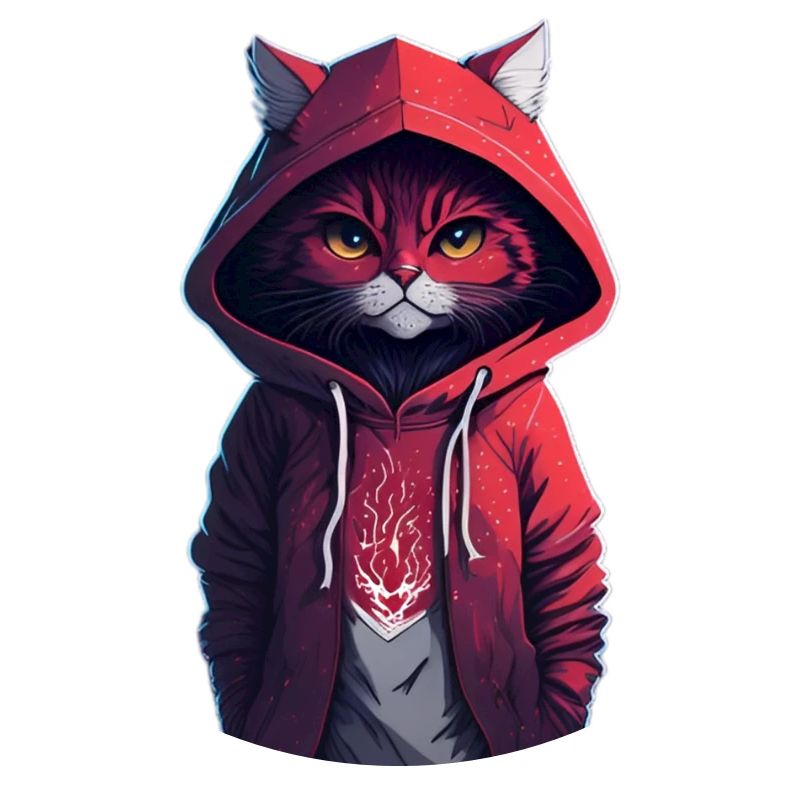 Chat avec sweat à capuche