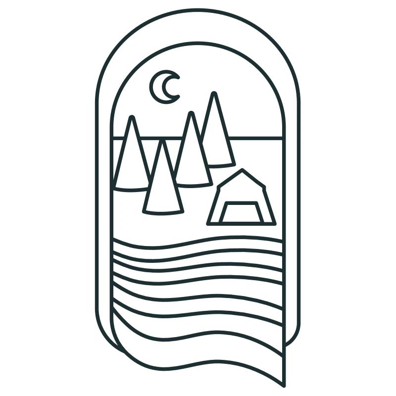 BOHO Waldcamp mit Bäumen und Fluss