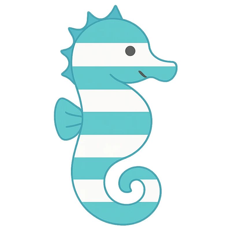 Hippocampe turquoise rayé