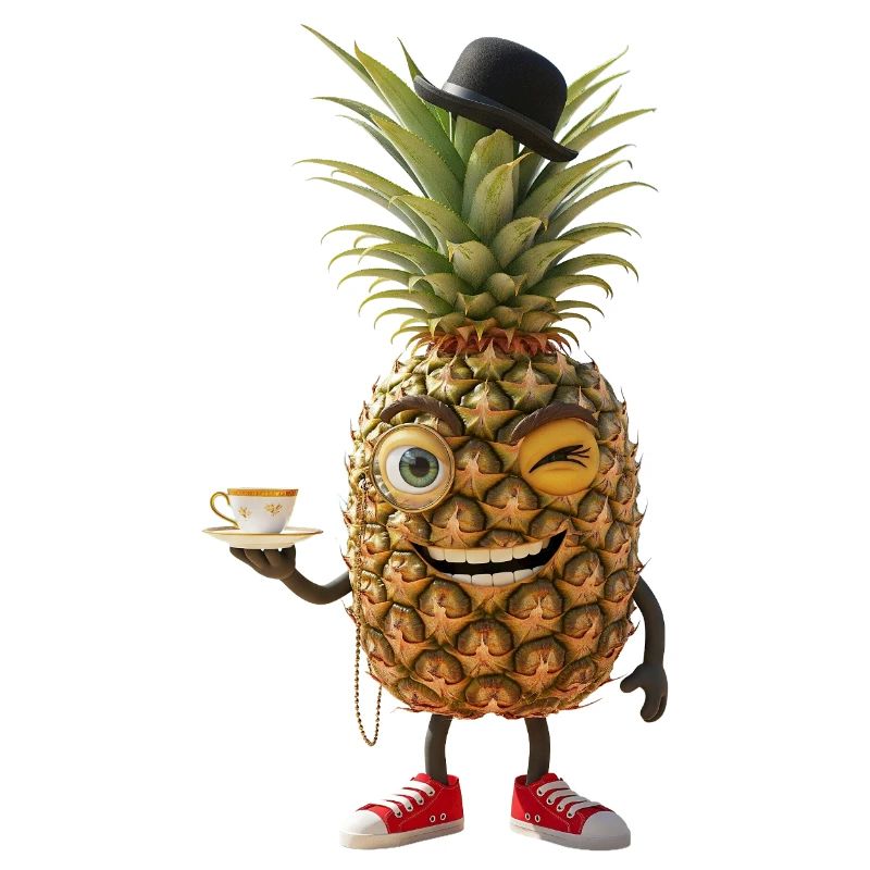 Whimsical Pineapple with Bowler Hat