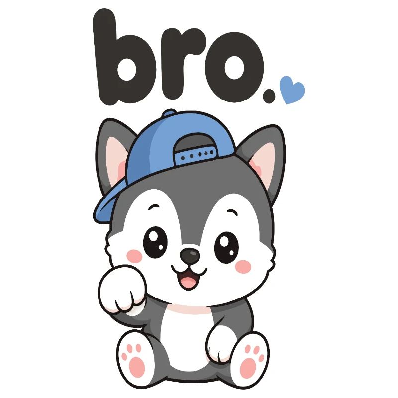 Husky mit blauer Kappe Bro