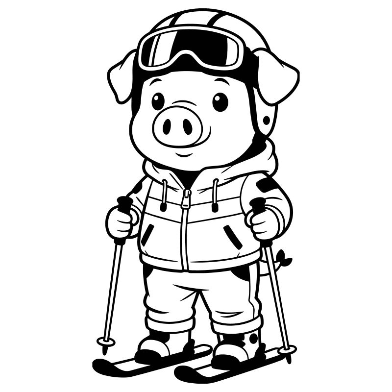 Pig with skis