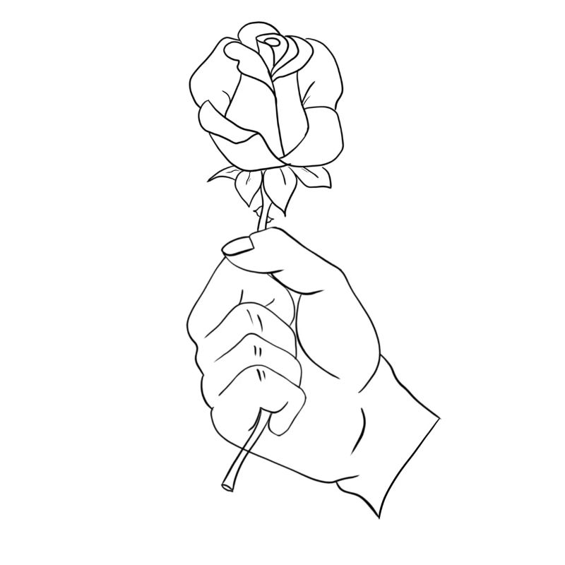 Rose in einer Hand