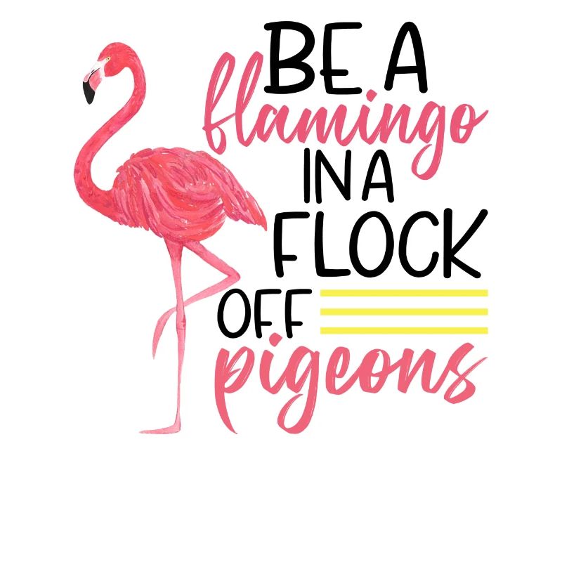 Sei ein Flamingo und eine Herde von Tauben
