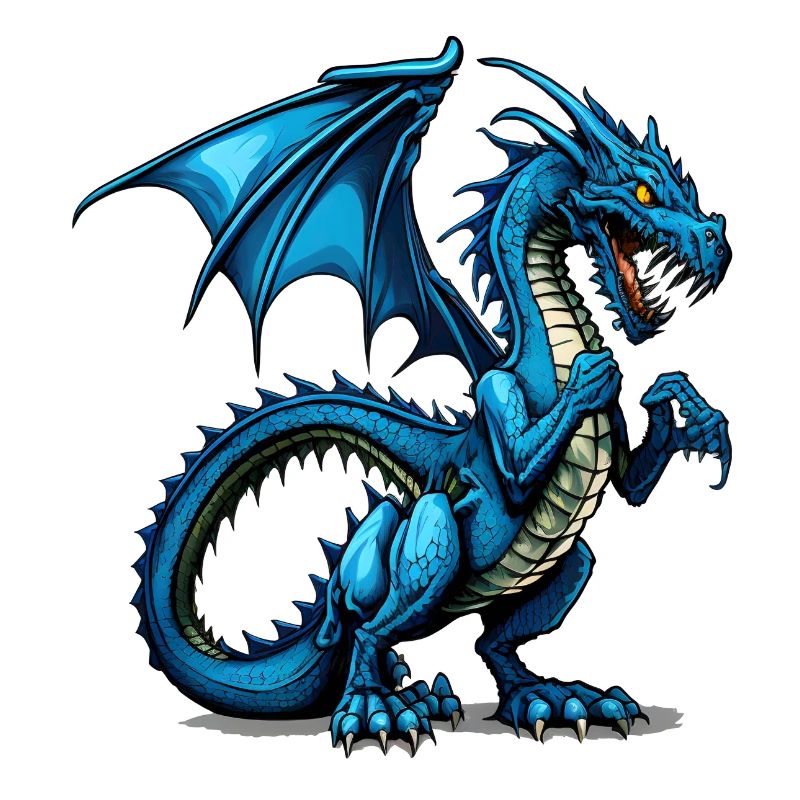 Cooler Blauer Comic-Drache