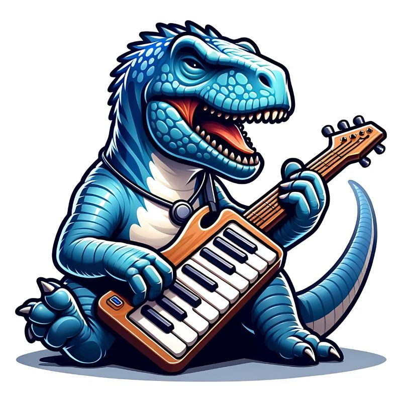Cool Dino Keyboard Player Design