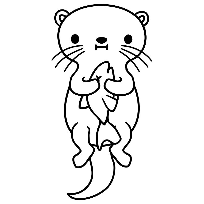 hungry otter eats fish hunger