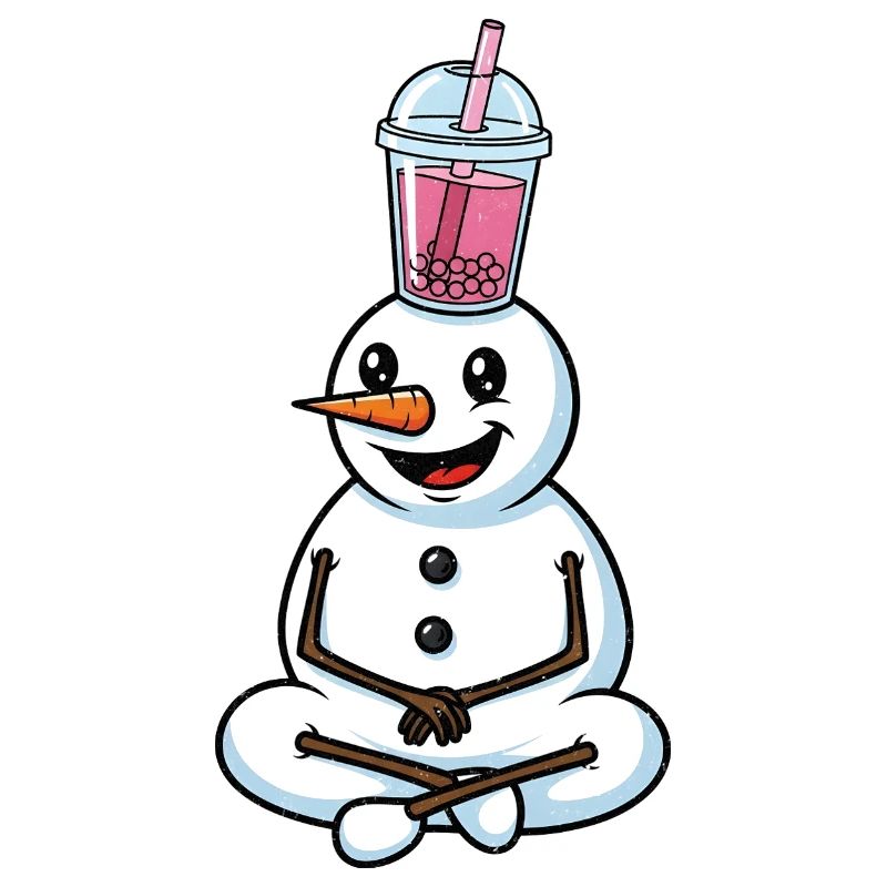 Snowman with Bubble Tea