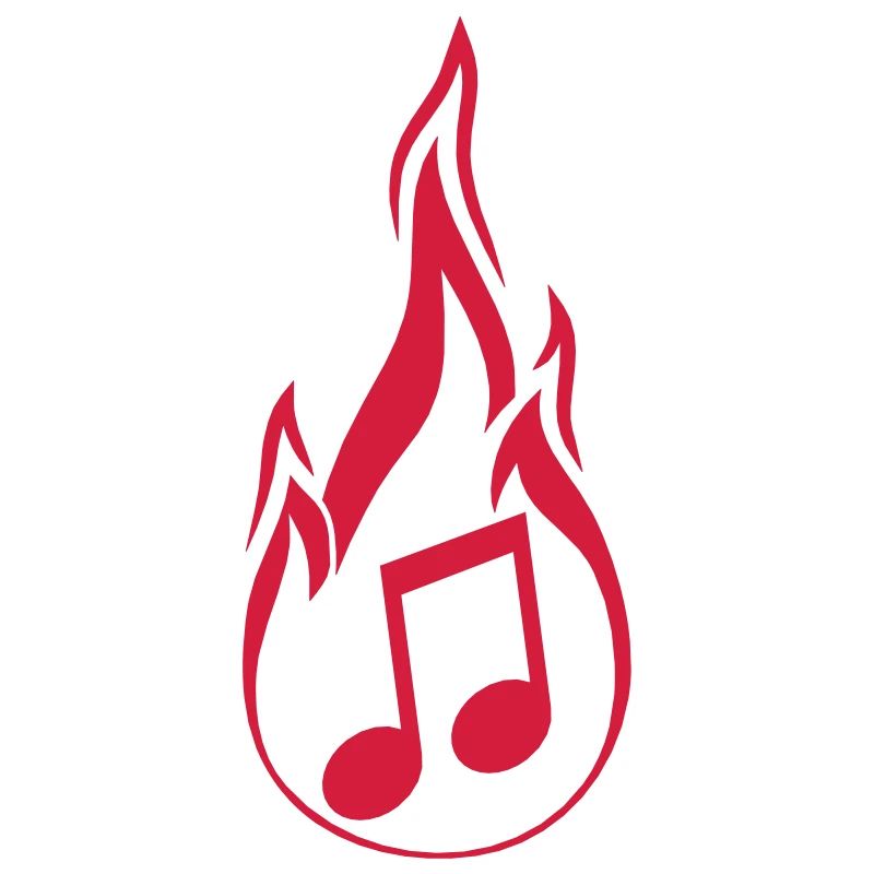 music note burn fire flames hot torch sign