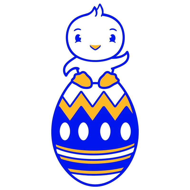 Chick sitting on huge Easter egg waving Easter sweet