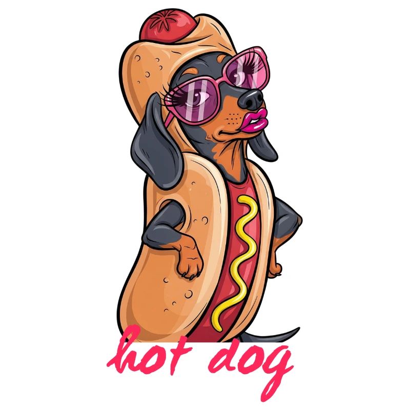 Teckel à la mode comme hot-dog