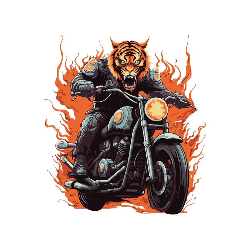 Motorcycle Biker Tiger Flame