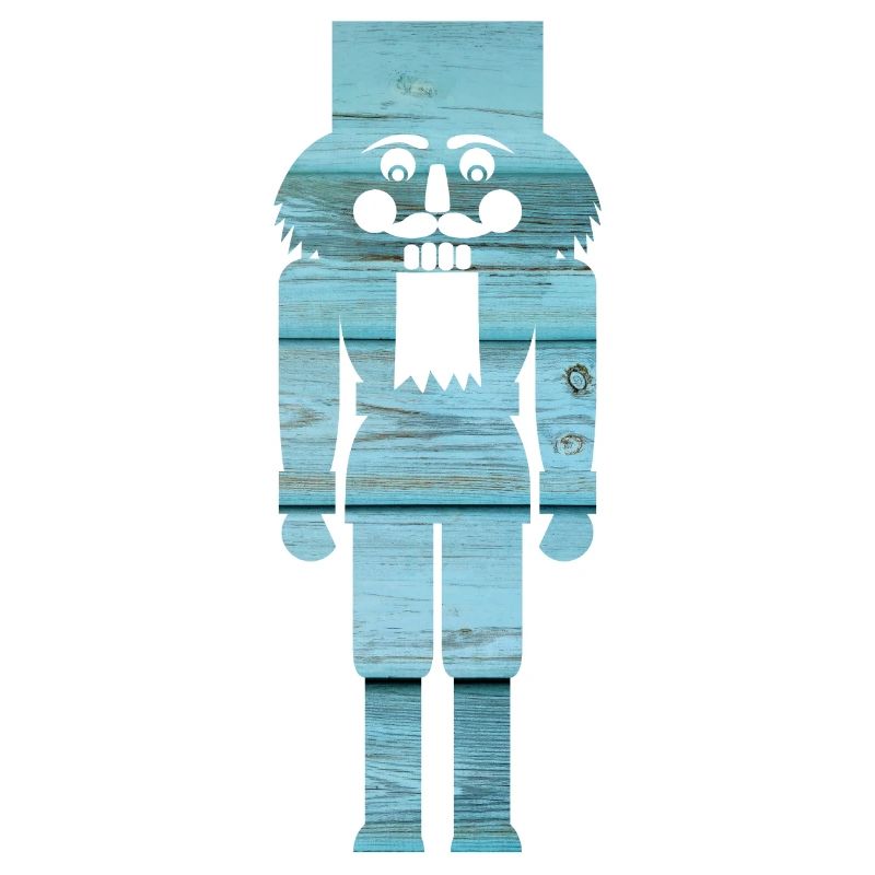 Nutcracker Wood Light Blue Grain Christmas