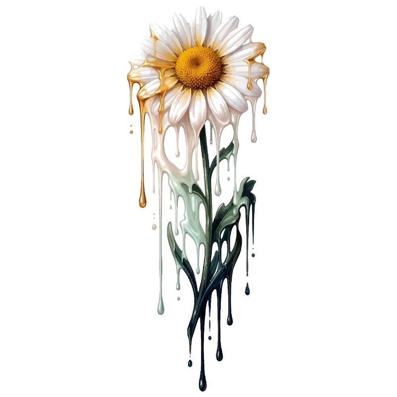 Daisy with dripping paint