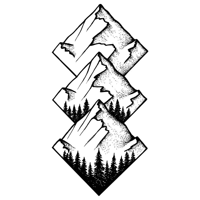 Geometric mountain design (black)