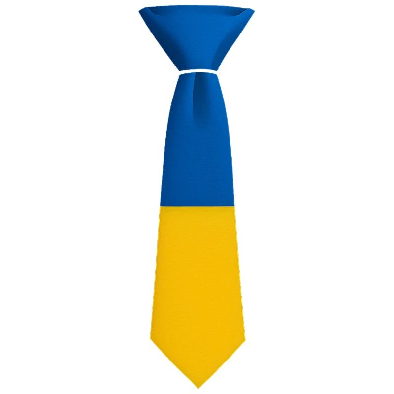 Cravate en blocs de couleur bleu et jaune