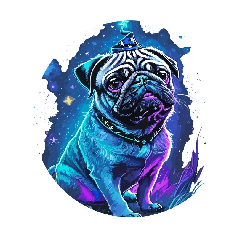 magic pug dog with magic hat