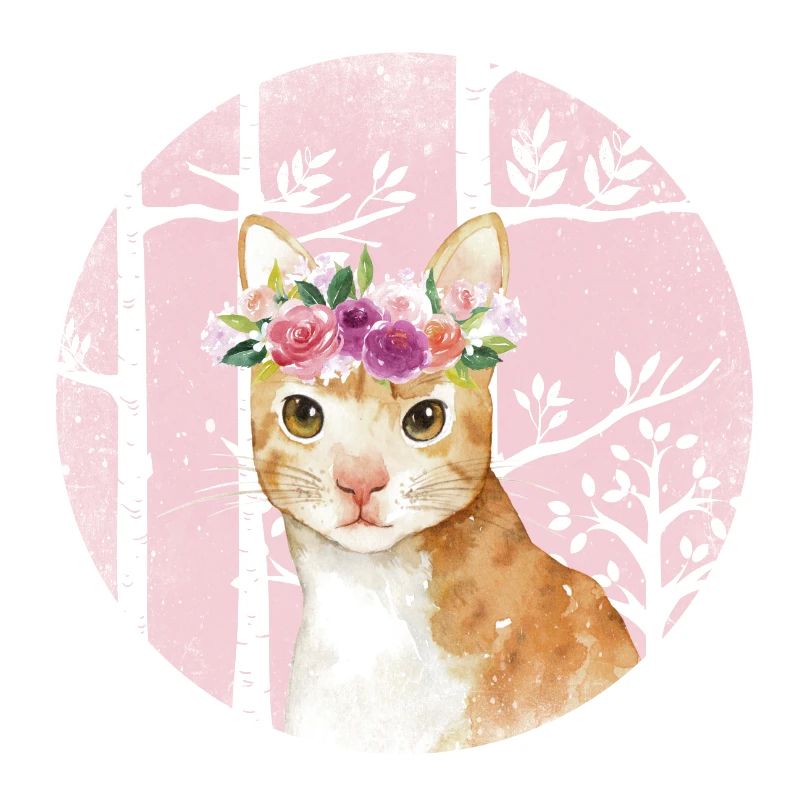 Amis de la forêt dans la forêt de conte de fées rose - Le chat