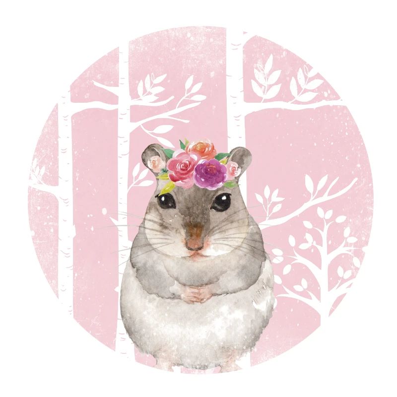 Amis dans la forêt rose de conte de fées - Le hamster doux