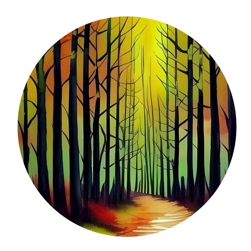 Sunset watercolor forest