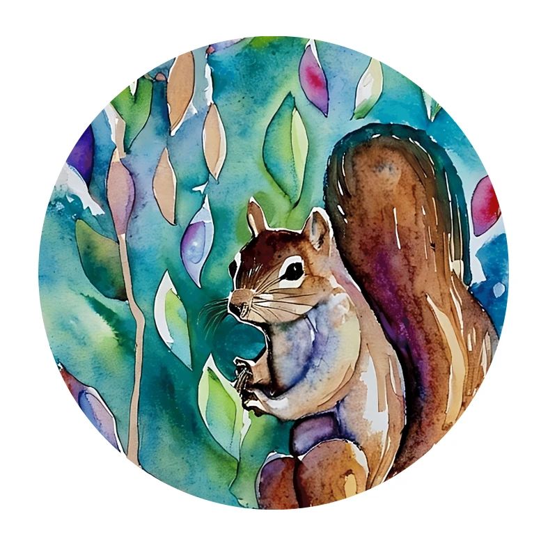 Écureuil entre belle fleur, aquarelle st