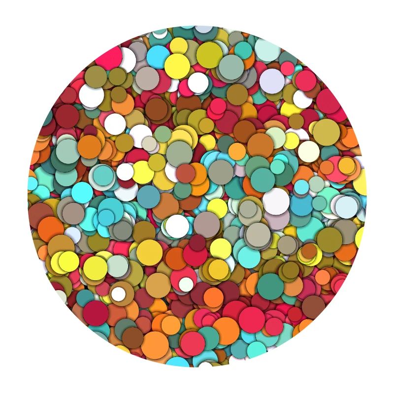 Confetti (colorful circles, patterns)