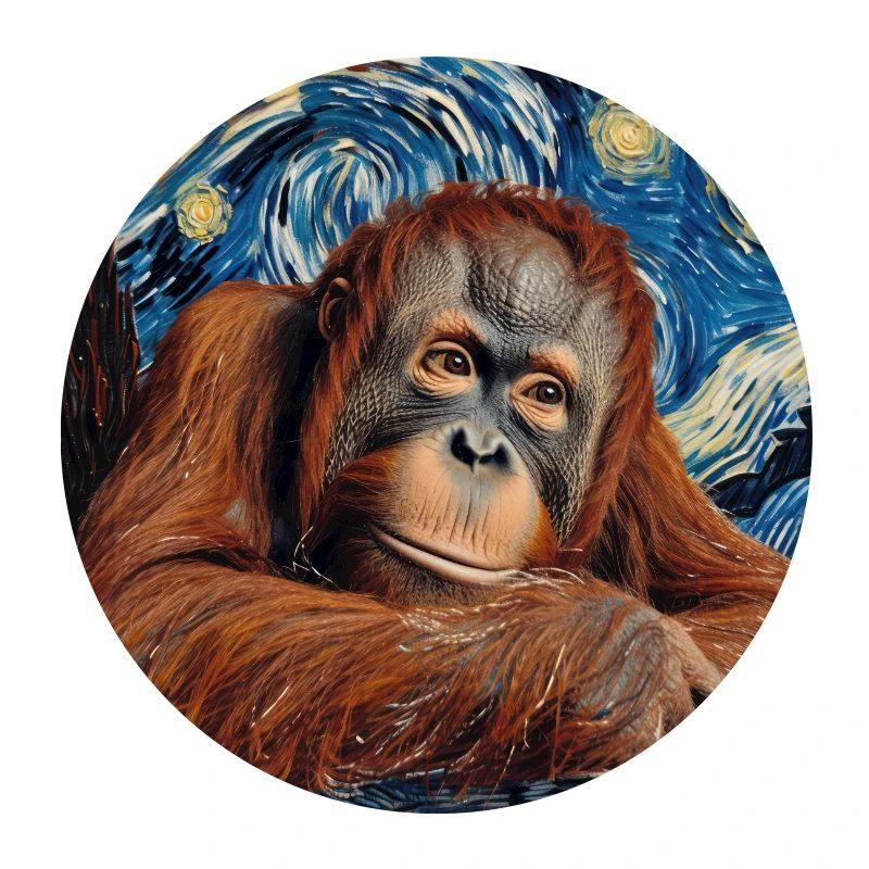 Orangutan, Monkey, Van Gogh, Starry Night, Gift