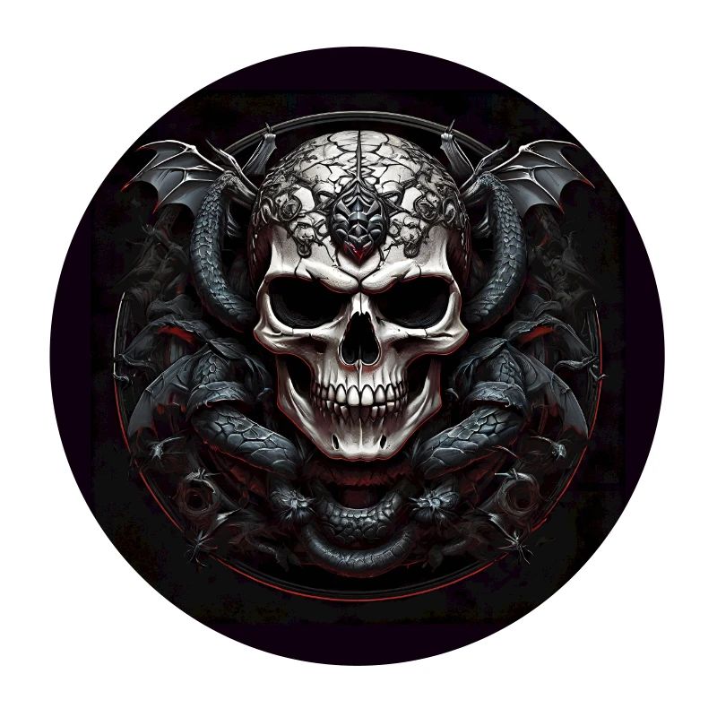 Decorative skull with snakes