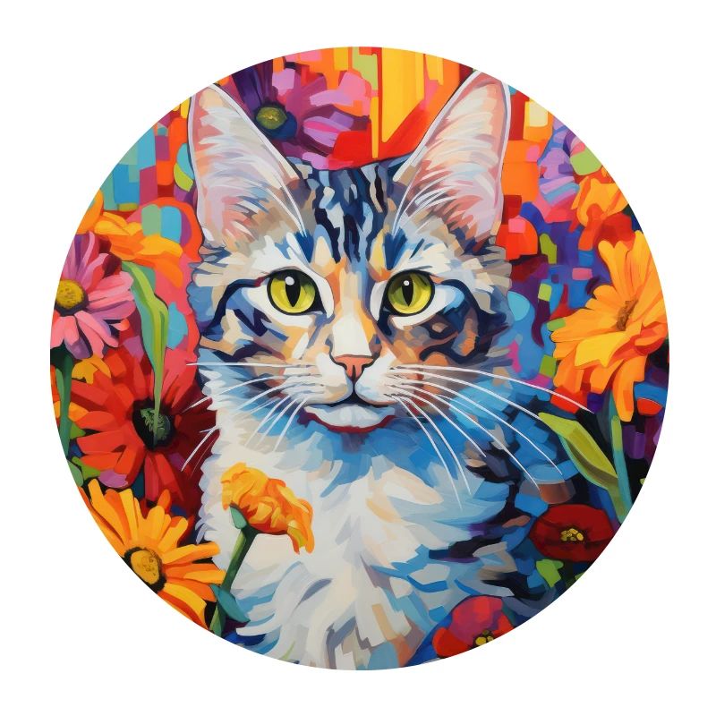 chat, motif de chat, fleurs, cadeau, idée cadeau